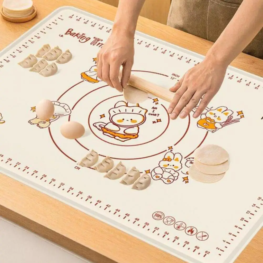 

Pastry Mat Food Grade Silicone Baking Mat Non-stick Thickened with Cartoon Pattern Scale Ideal for Hot Pan Protection Kneading