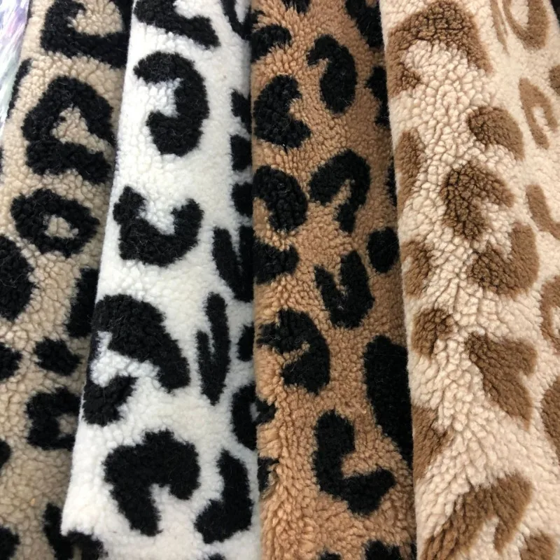 160x50cm Leopard Print Lamb Wool Jacquard Fabric For Hoodies Bedding Winter Coats Home Wear Handmade DIY Clothing FabricsTJ22440
