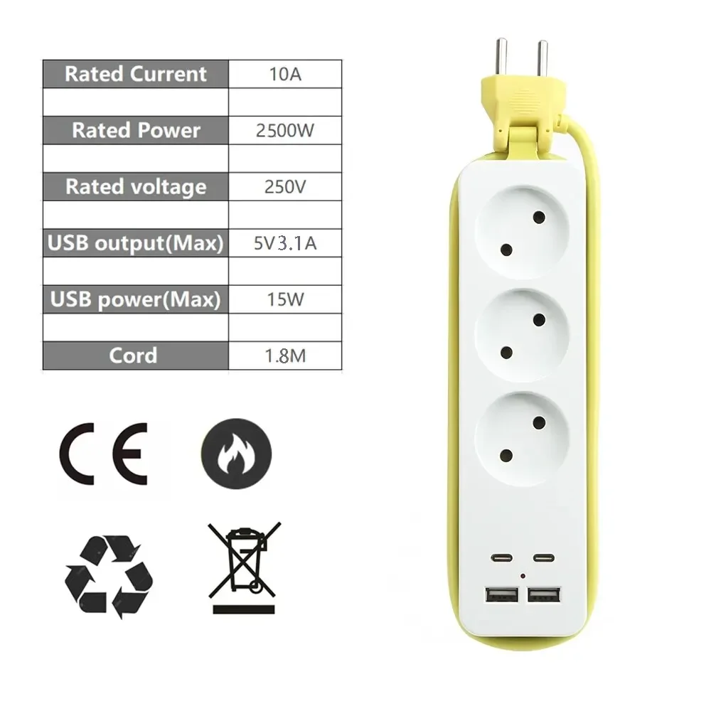 Power Strip Travel Plug Strip EU Plug AC Outlet Multiprise Extension Cord Electrical Socket Network Filter With USB power strip