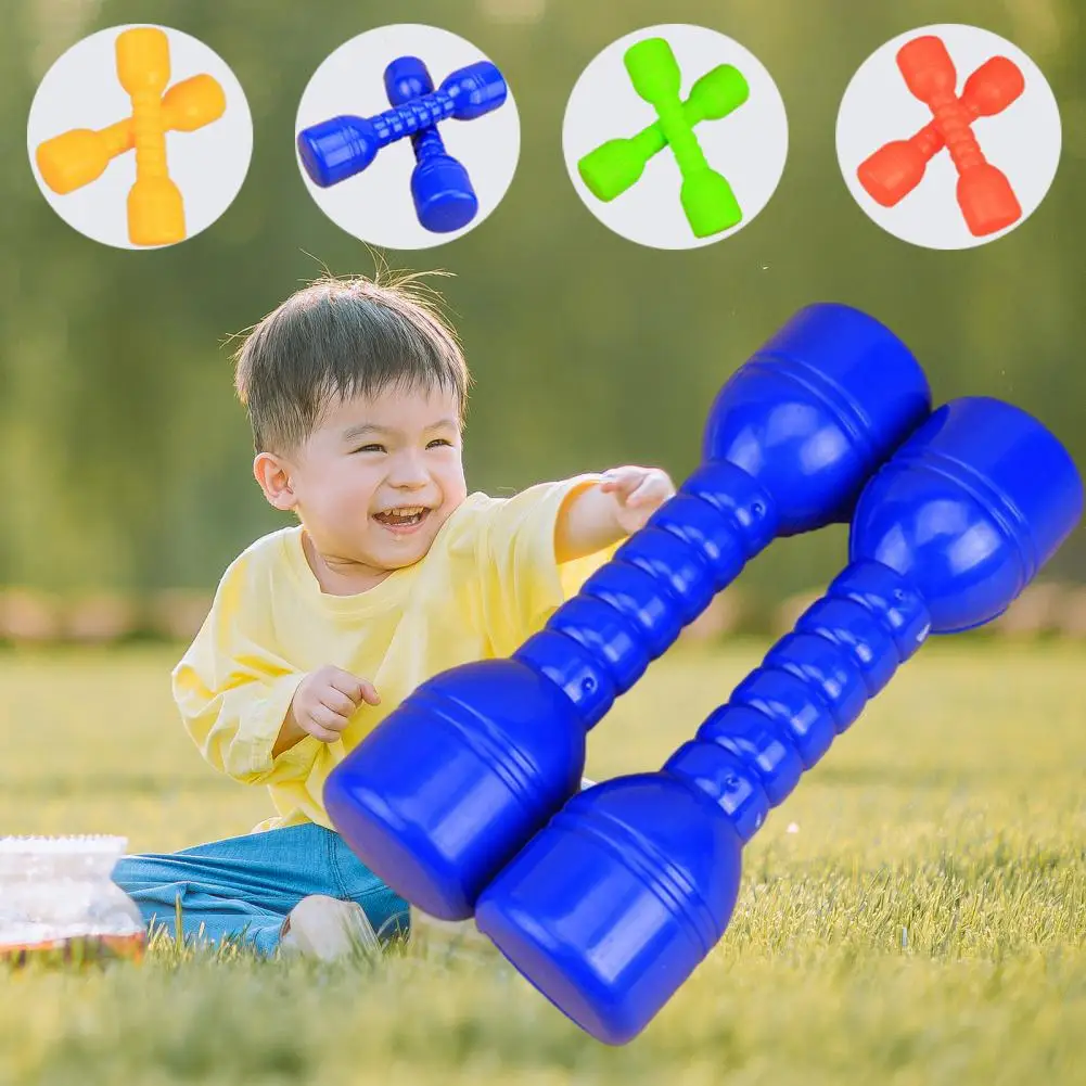 

1 Pair Multi-purpose Plastic Dumbbells Good Toughness Eco-friendly Kindergarten Morning Exercise Small Dumbbells For Fitness