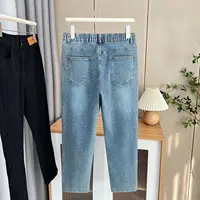 Women's Split Leg Opening Drainpipe Jeans, Casual Ankle Length Denim Pants, Straight Leg, Plus Size, Spring, Autumn, 100kg, 1649 - Image 3