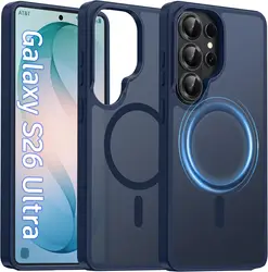Sleek Black Matte Phone Case with MagSafe Compatibility - Galaxy S23+ (Blue)
