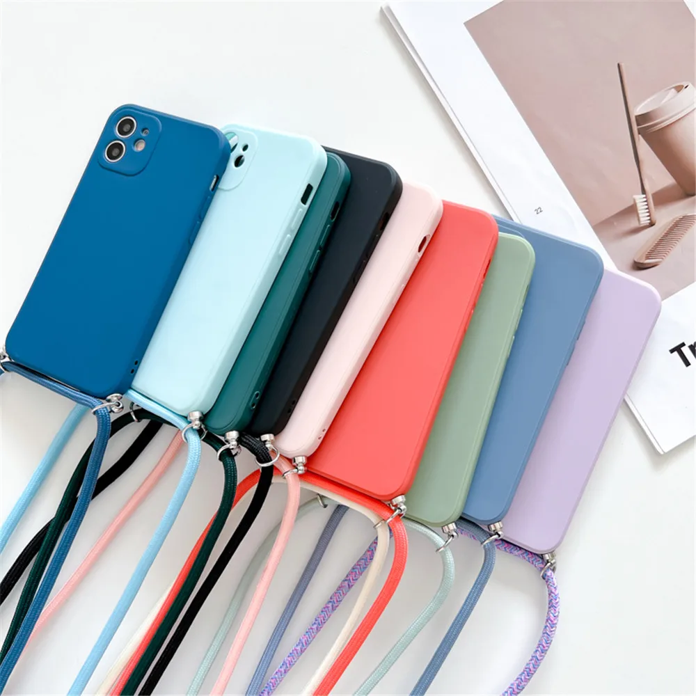 Soft Silicon Crossbody Lanyard Strap Phone Case
