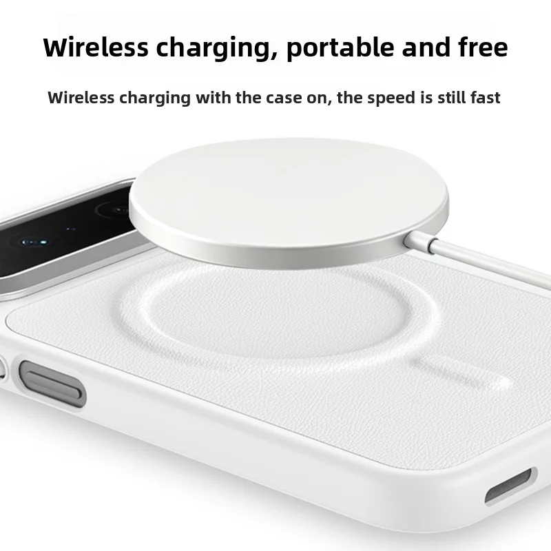 Fashionable Magnetic Wireless Charging Protective Case - Hard PU Back Cover