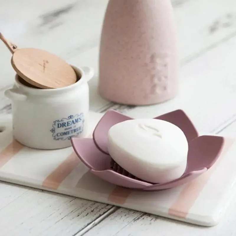 Lotus Shower Steamer Tray, Silicone Soap Rack, Drainage Bathroom Accessories Counter, Small, Practical Convenient for Home Use