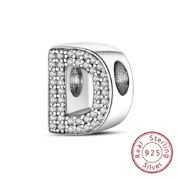 Elegant 925 Sterling Silver Alphabet Charms - Personalized DIY Jewelry Gift (D)