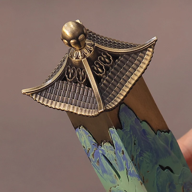 Creative Retro Aromatherapy Furnace, Home Zen Tea Ceremony, Desktop Decoration, Chinese style Alloy Vertical Incense Burner, 1Pc