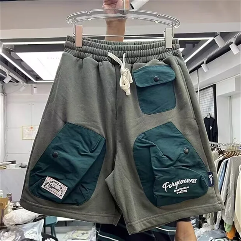 

Forgiveness Vintage High Street Multi Pocket Pants Heavyweight Men's and Women's Drawstring Casual Shorts