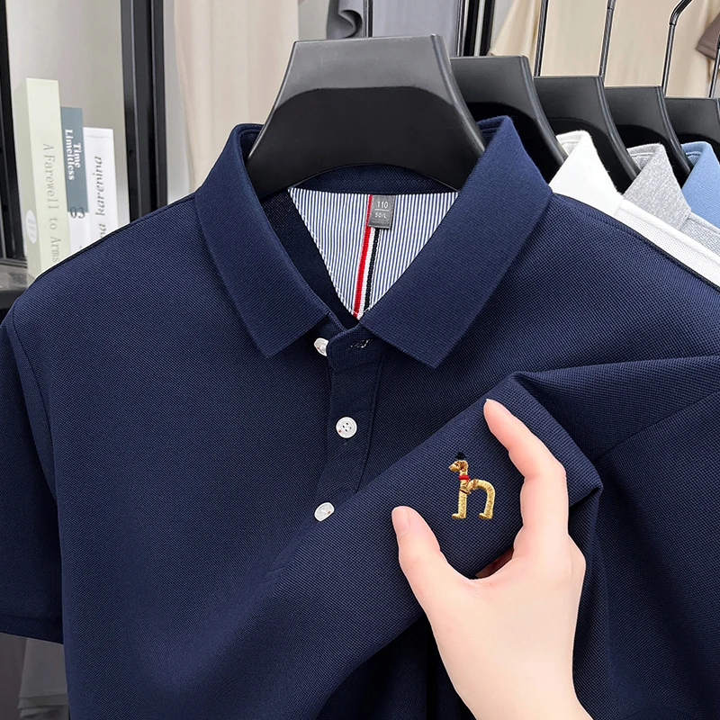 Polo da uomo di design di marca T-shirt a maniche corte con risvolto Estate Nuovo cane squisito ricama Moda Business Abbigliamento da uomo bello