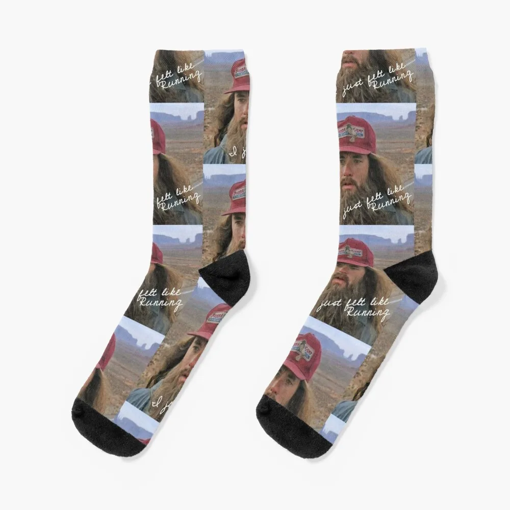 I just felt like running square Socks retro snow aesthetic Socks Girl Men's