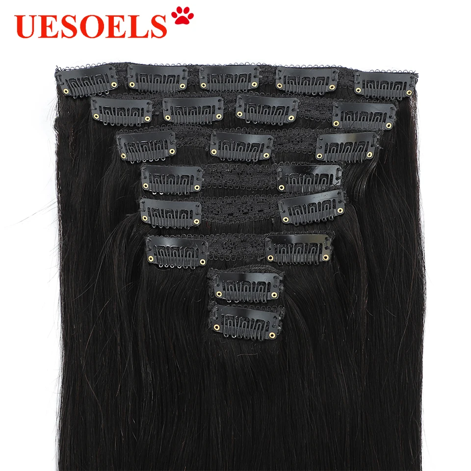 Long Straight Clip in Human Hair Extensions 8pc/set 120g Remy Human Hair Natural Color Body Wave Extensions Clip-ins Full Head