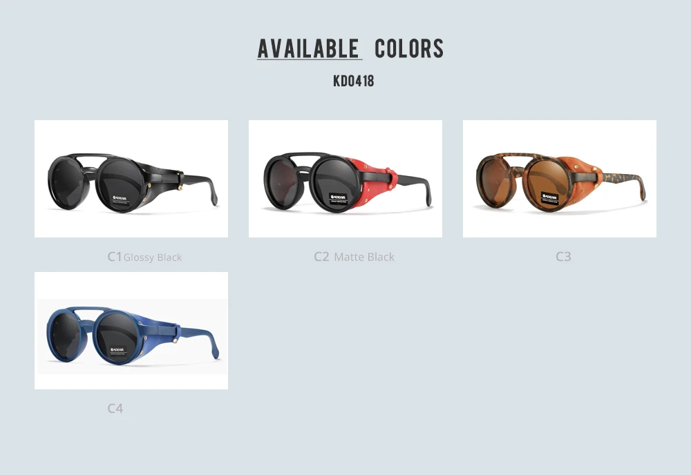 KDEAM Polarisierte Sonnenbrille Runde Für Männer Frauen Weiche Leder Schild Sonnenbrille Retro Brillen Mit Schädel Zipper Fall KD0418 – Detail 3