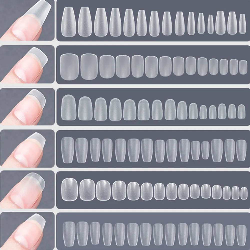 

120pcs False Nails Transparent Press on Nails Coverage False Nails Tips Short T-shaped Water Drop Full Sticker For Nails