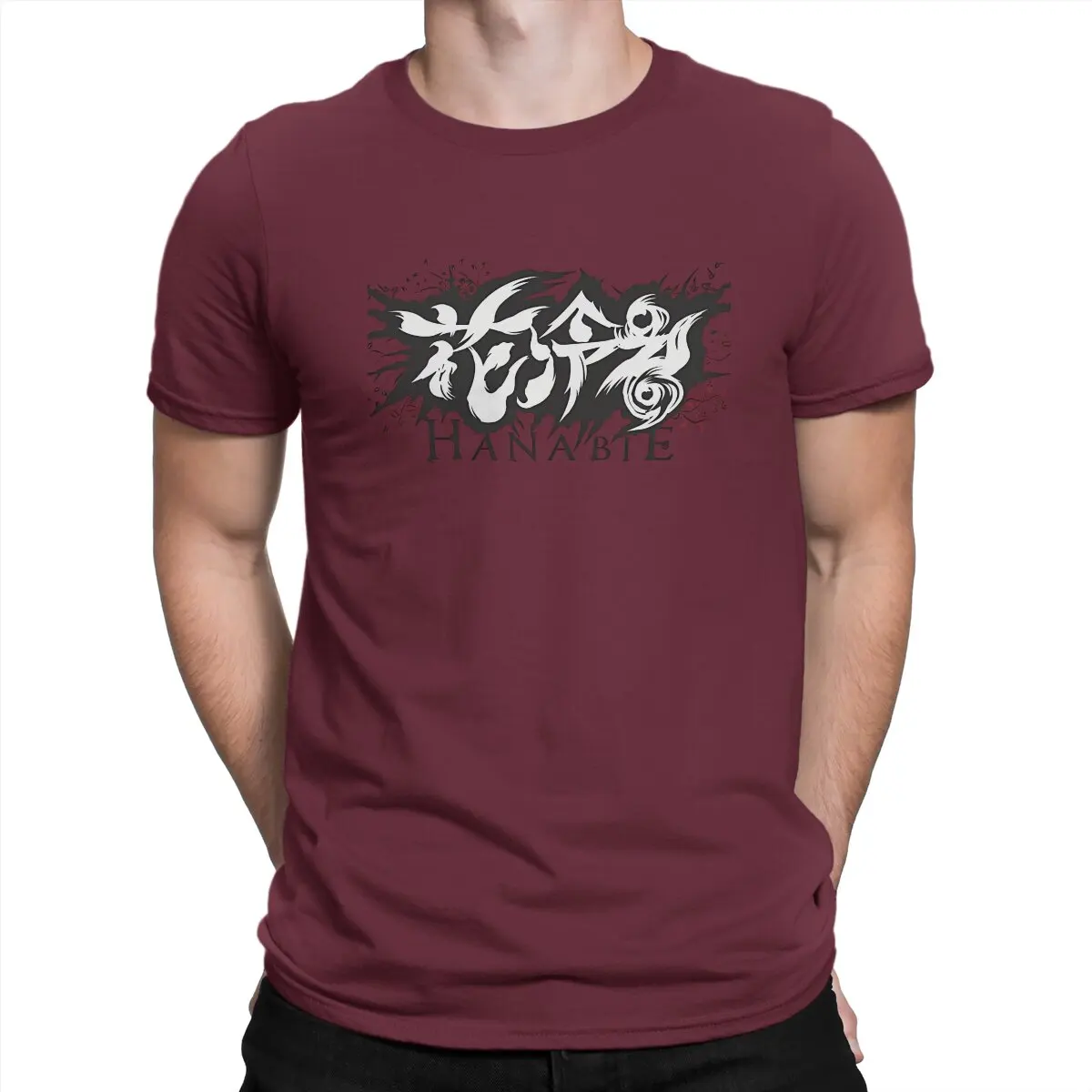 Camiseta de algodón con logotipo para hombre, novedosa, de manga corta, Hanabie, cuello redondo, ideal para regalar