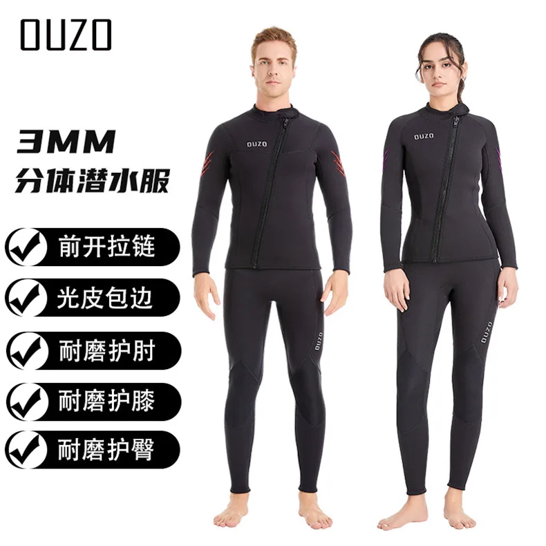 Description Picture 5 of item3mm Diving Suit Men Wetsuit Neoprene Diving Jacket Underwater Kitesurf Surf Surfing Spearfishing Jacket Pants Clothes Wet Suit