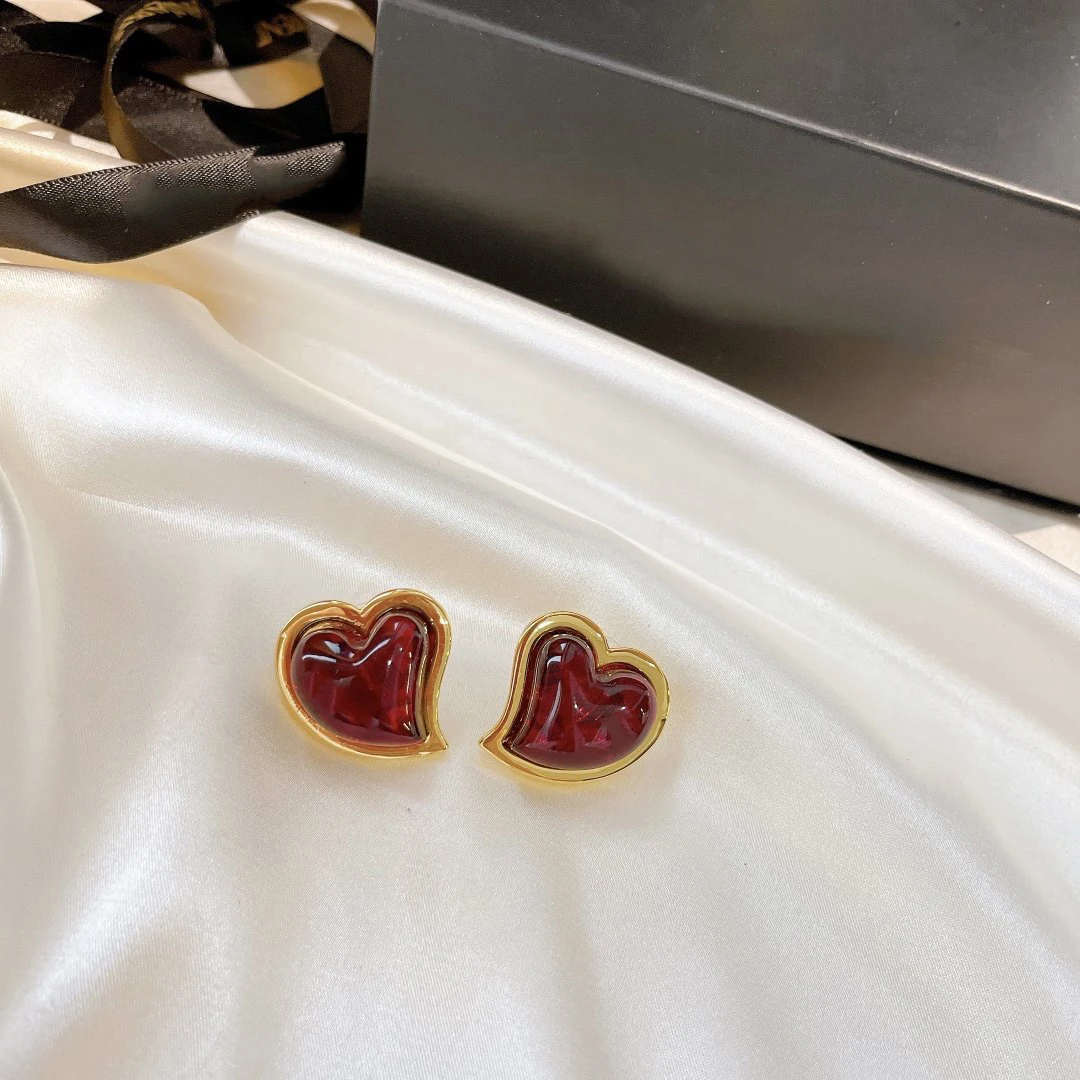 2022 Brand Fashion Resin Jewelry Earrings  Heart Top Quality Luxury Cute Lovely Beautiful Drop Heart EarringEar Studs