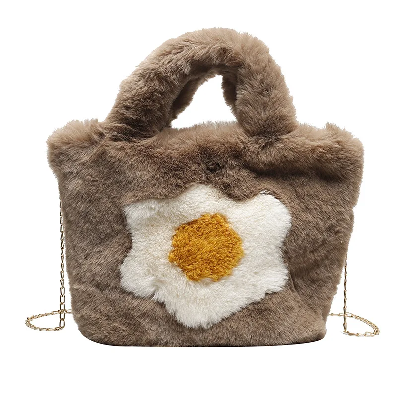 Fried egg poached egg bag lovely soft of cute cartoon oblique