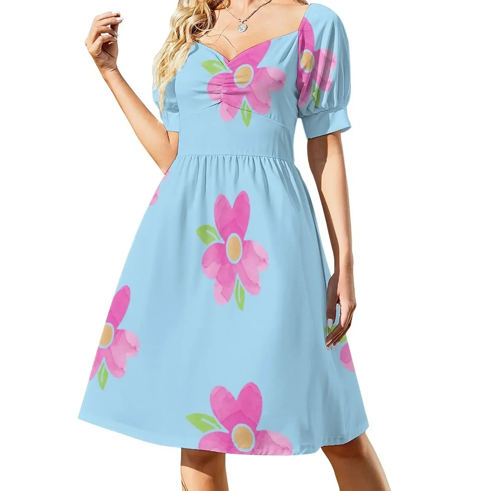 thumbnail image 1 of Vestido de manga corta HomersMuumuu vestidos de verano para mujer ropa para mujer vestidos largos con velo, 1 of 7