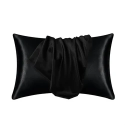 Luxurious Silk Satin Pillowcase for Hair and Beauty - Soft and Elegant Home Decor (Black)