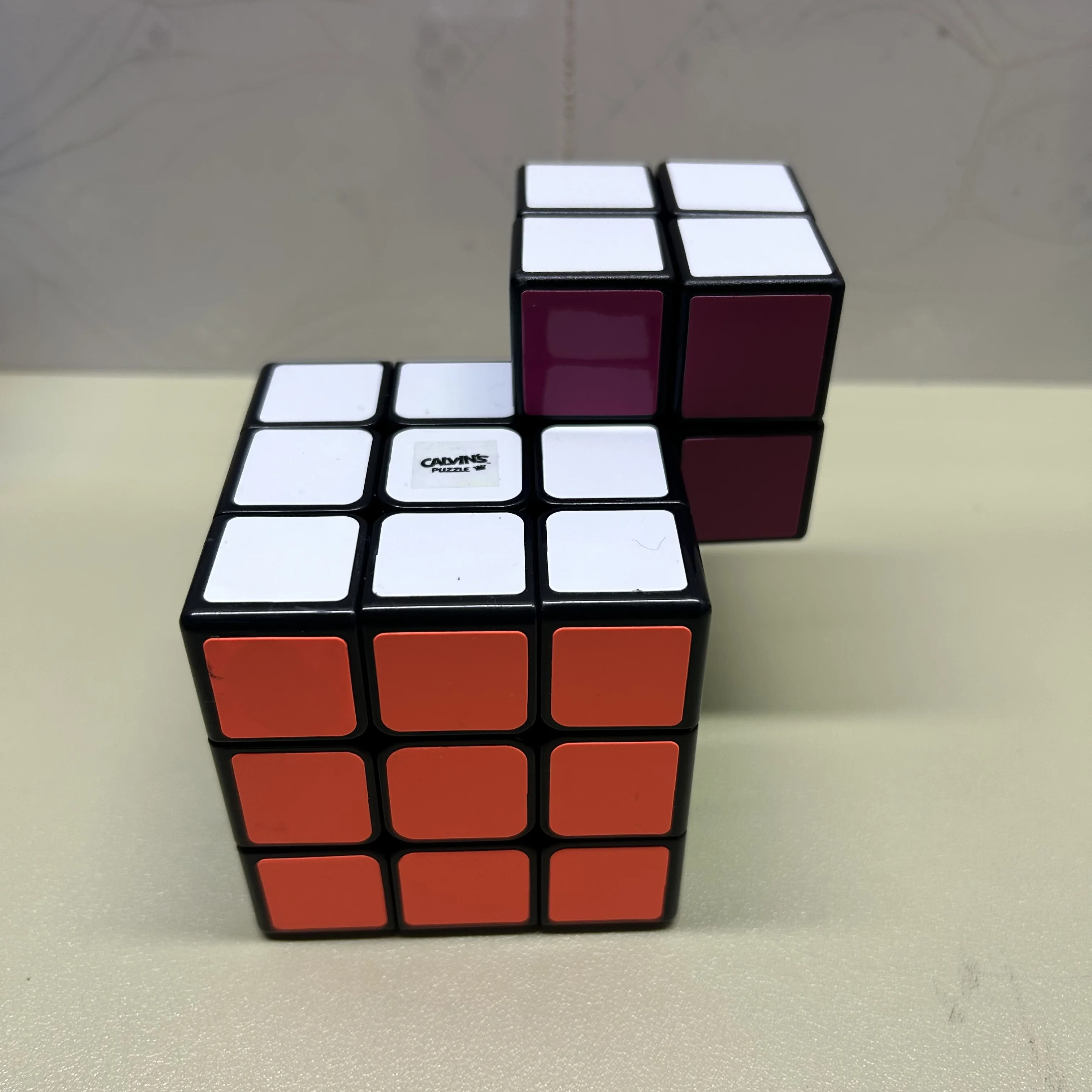 Calvin's Puzzle 3x3 2x2 Conjoint Cube Hybrid Siamese 3x3x3-2x2x2 Black Body (Fused, mod) Children's Educational Toy