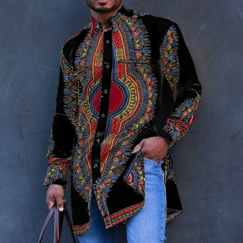 New Printed Shirt Muslim Fashion African Ethnic Style Casual Set Kaftan Muslim Fashion Islamic Clothing Robe Muslim Men Clothing