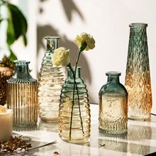 Glass Flower Vase Nordic Table Home Decor Living Room Decoration Ornament Flower Hydroponic Flower Bottle Arrangement Vase