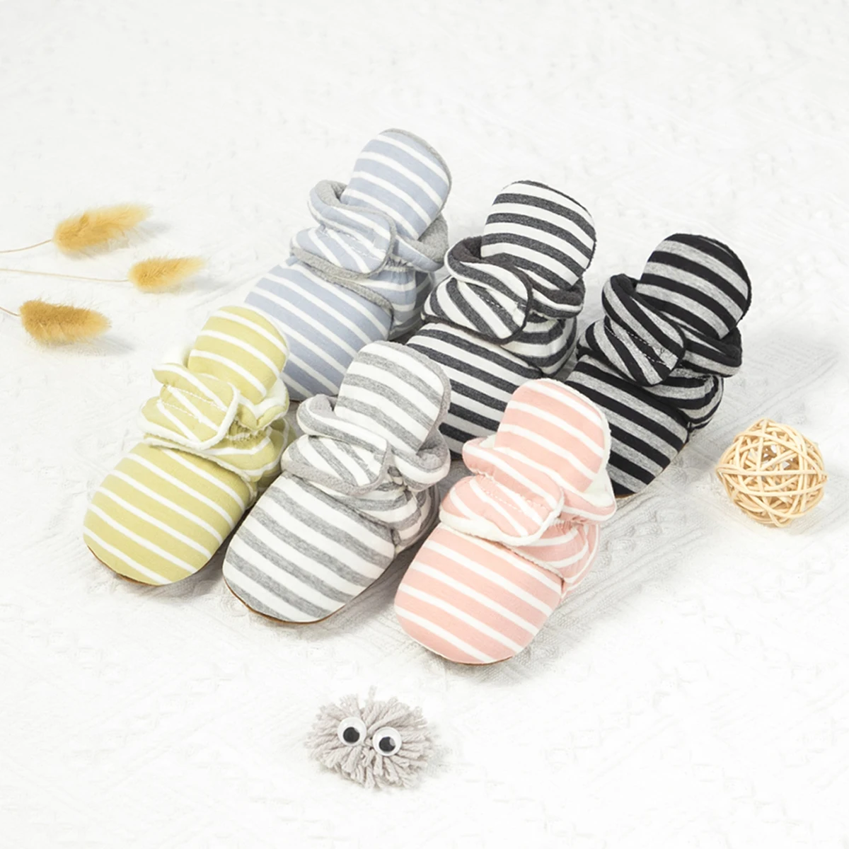 KIDSUN Baby Socks Shoes Knitted Multicolor Striped Non-Slip Winter Baby Boy Girl Shoes Cotton First Walkers Newborn Infant Socks 5