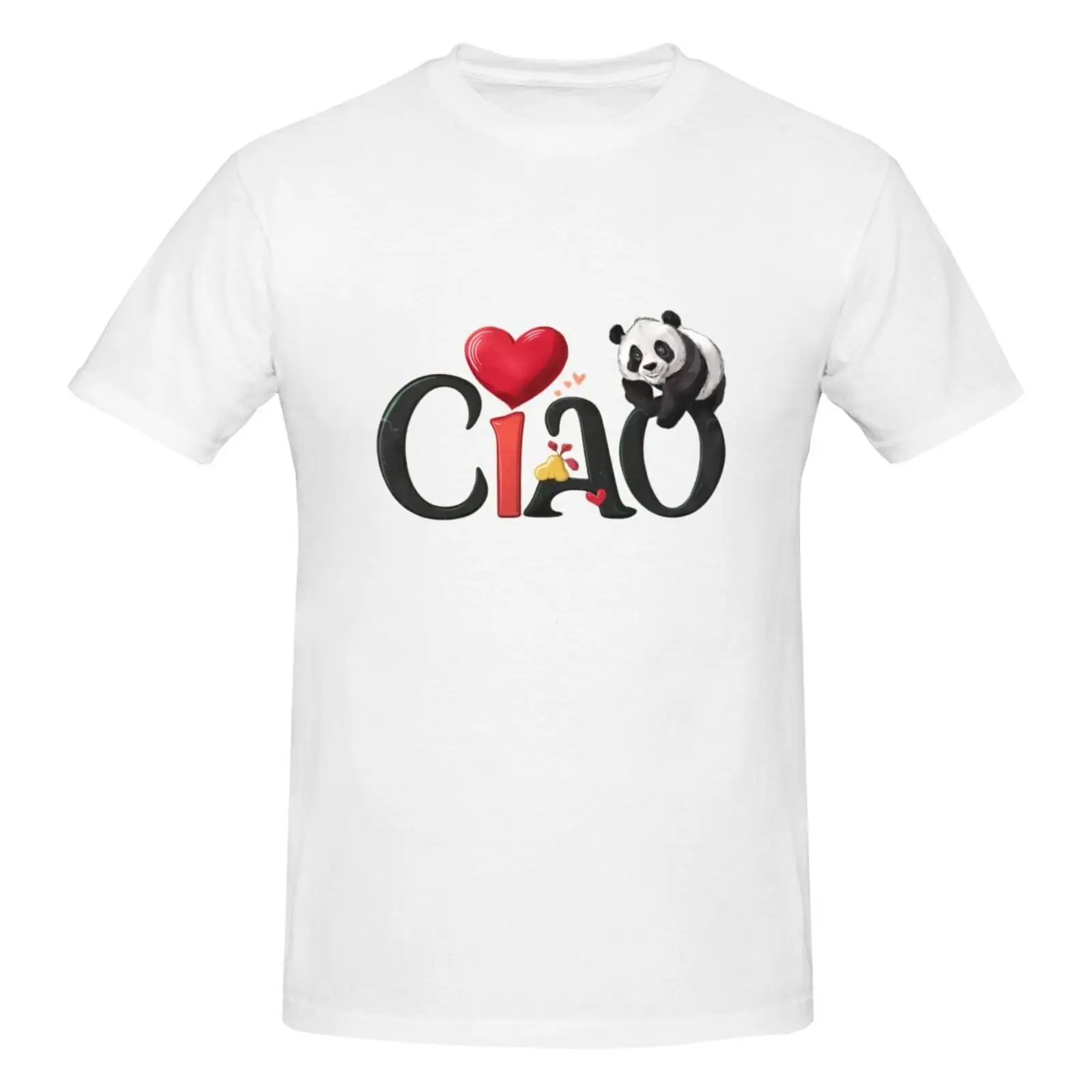 

Fashion Casual Panda Love Ciao Print Men's Short Sleeve T-shirt