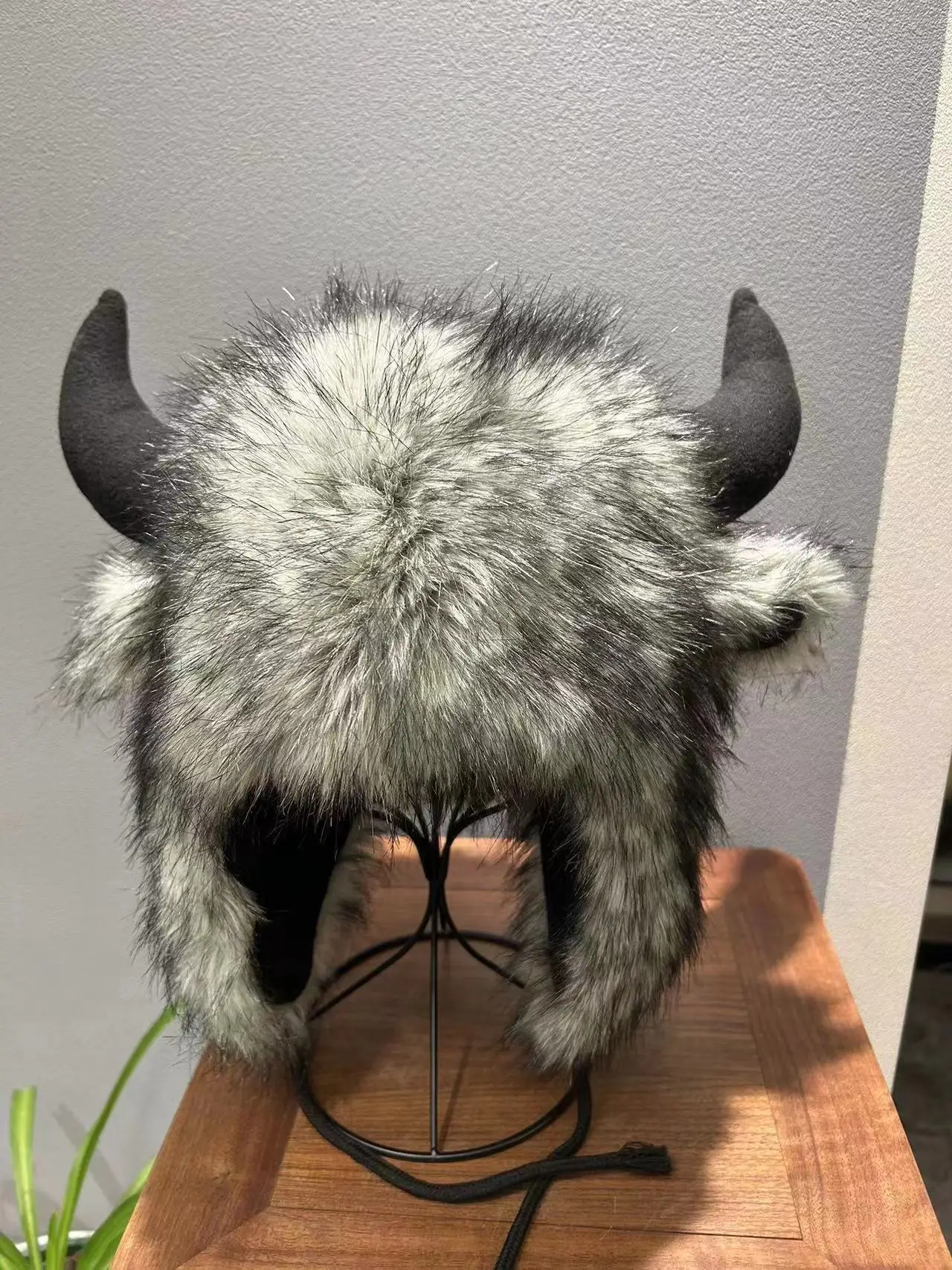 Imitation Fox Fur Cow Horn Decoration Cap Winter Warm Ear
