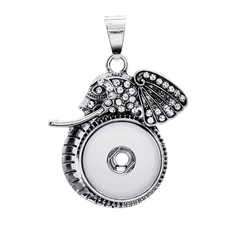 10pcs vintage style Metal Elephant Snap Necklaces Fit 18mm Snap Buttons Jewelry Snap Button Necklace