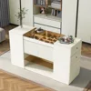 Modern Armoire Bedroom Island with Drawers Glass Top, Multi-Function Closet Island with 6 Drawers,Wooden Closet Storage Cabinet 4