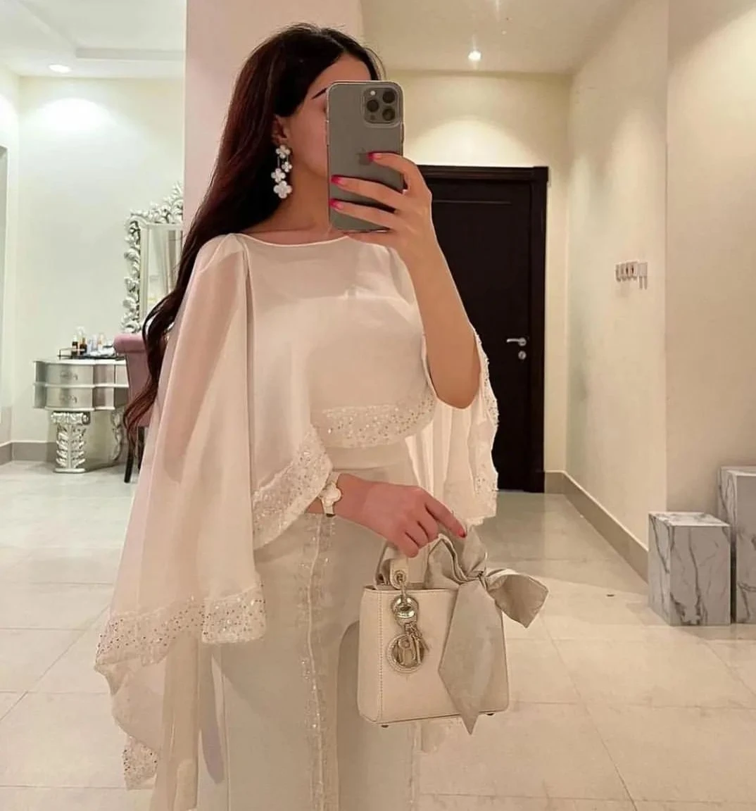 Fashionvane 맞춤형 바닥 길이 이브닝 드레스, 사우디 아라비아 여성 점프수트, 웨딩 하객 스트랩리스 무도회 랩 가운