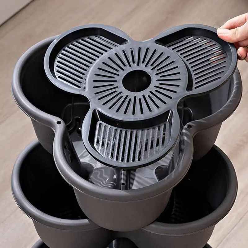 3 Tiers Vertical Tower Stackable Pot Strawberry Planter Tower for Home Garden Herb Flower Vegetable Cultivation Flower Pot 4pcs