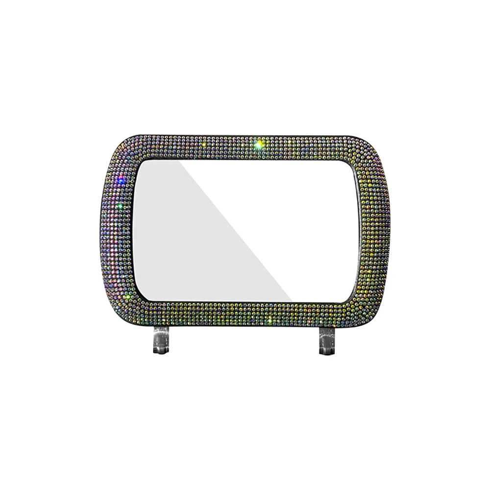 Rhinestone Car Visor Decoration Mirror Auto Women Makeup Mirror Auto Sunshade Rear View Cosmetic