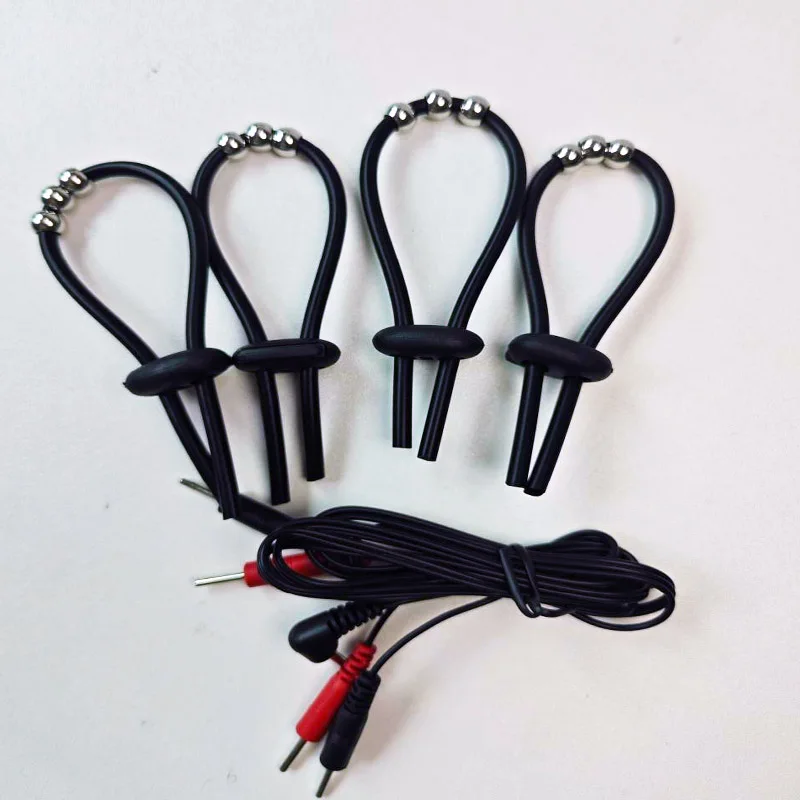 Electro Shock Penis Rings Kit,Electric Stimulation Steel Ball Massage Cock Rings Delay Time Ring Medical Themed Sex Toys For Men