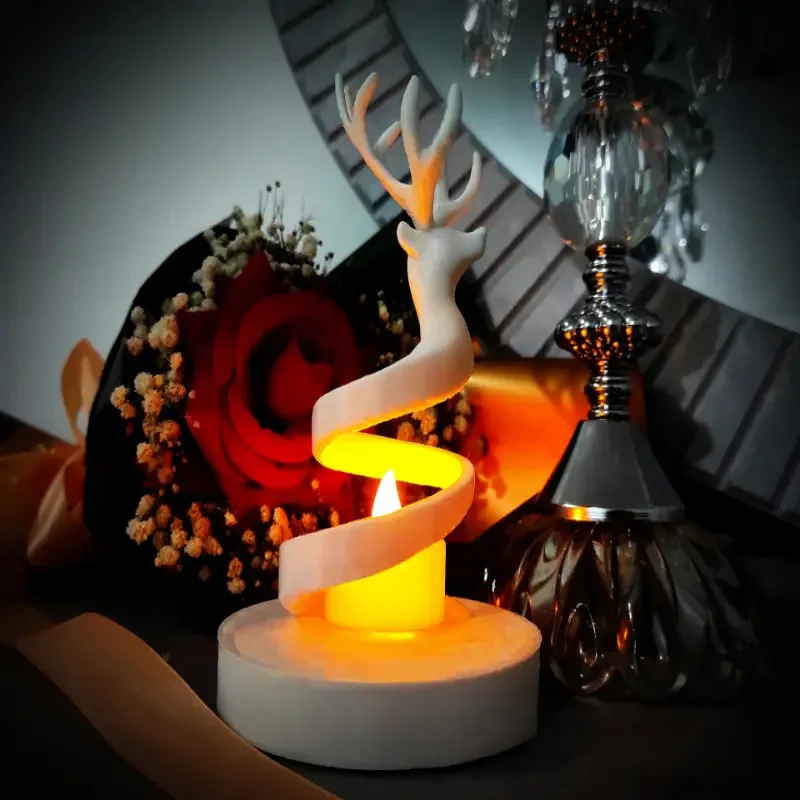 Charming Spiral Elegant Reindeer Decoration - Can Be Used as a Small Candlestick & Jewelry Organizer