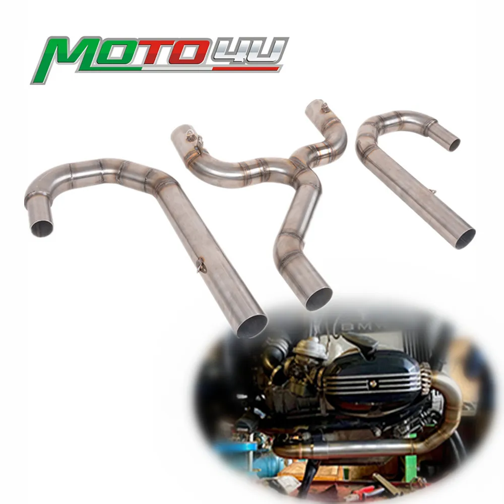

MOTO4U For BMW R-Series R45 R65 R75 R80 R100 Cafe Racer Front Exhaust Header 2 in 1 Motorcycle Muffler Pipe Collector Manifold