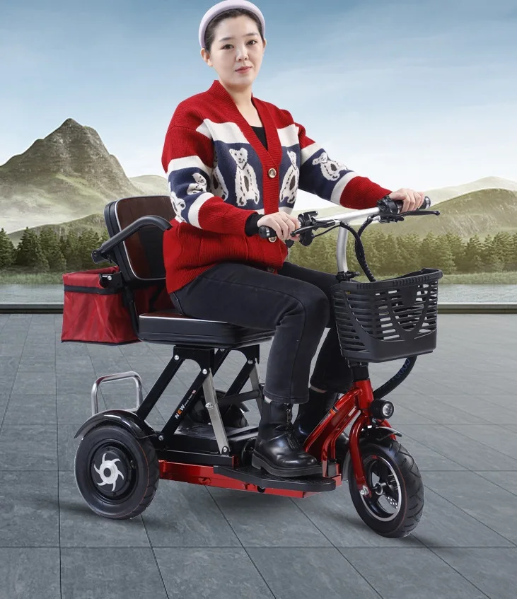 dual double motor cheap elderly enclosed foldable mobility electric tricycles three wheel scooters 3 wheel bike for disabled