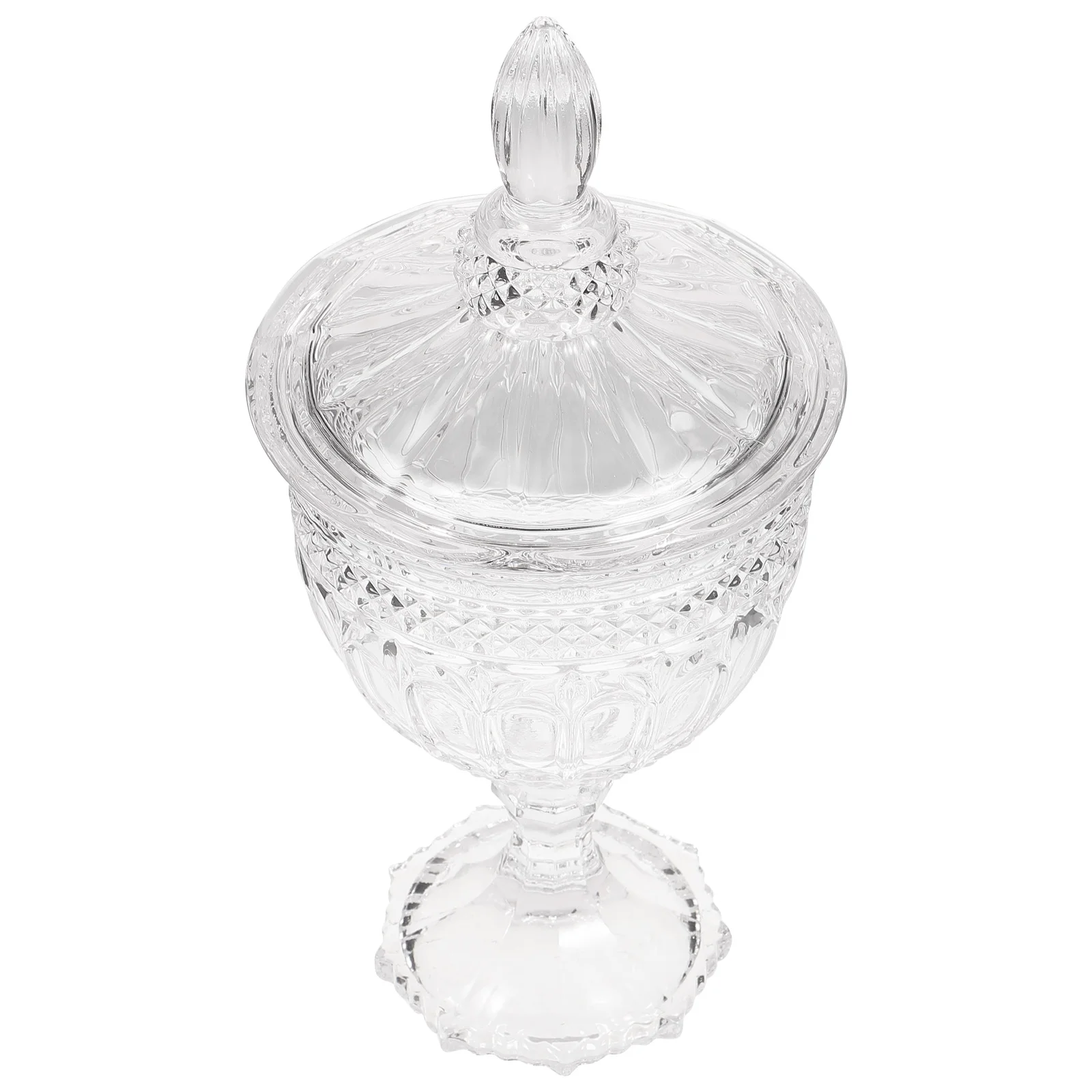 

Biscuit Tall Candy Bowl Holder Clear Container with Lid Soda Lime Glass Storage Tank