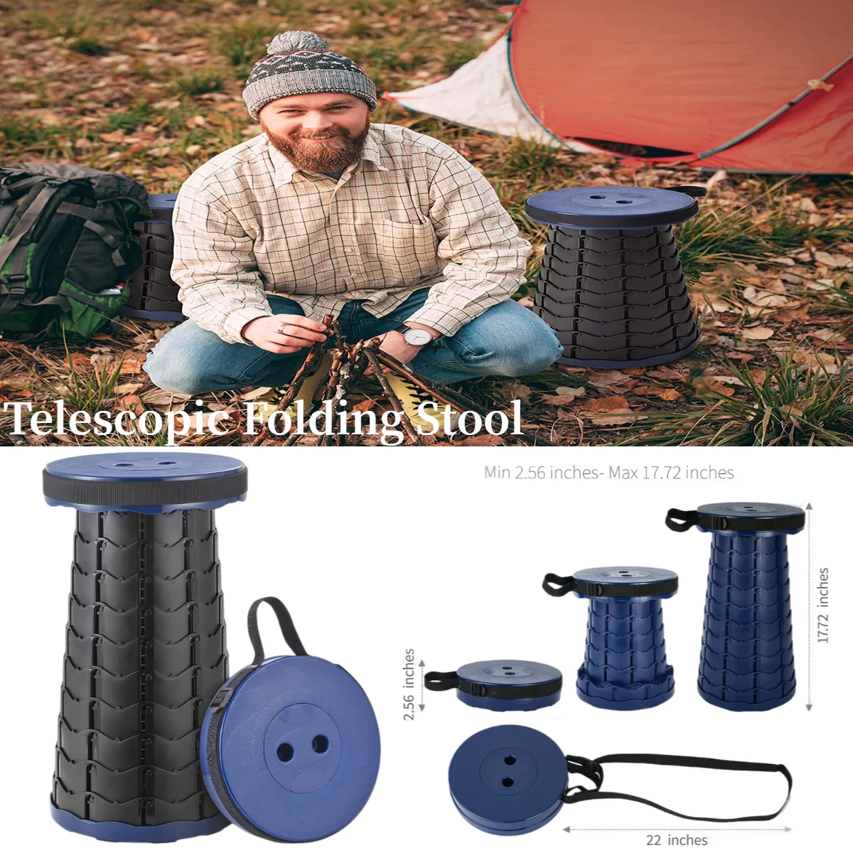 ABS Plastic Outdoor Telescopic Folding Stool Camping Retractable Stools for Travel Beach Chair Portable Fishing Stool Chairs