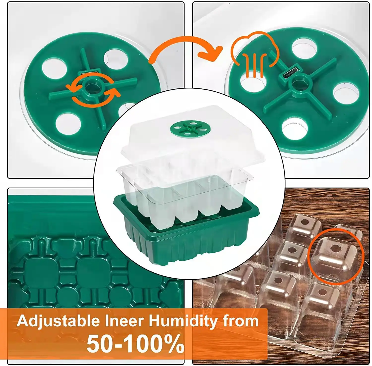 2022 12 Hole Seedling Trays Seed Starter Starter Plant Flower Grow Box Propagation For Gardening Grow Starting Germination Box