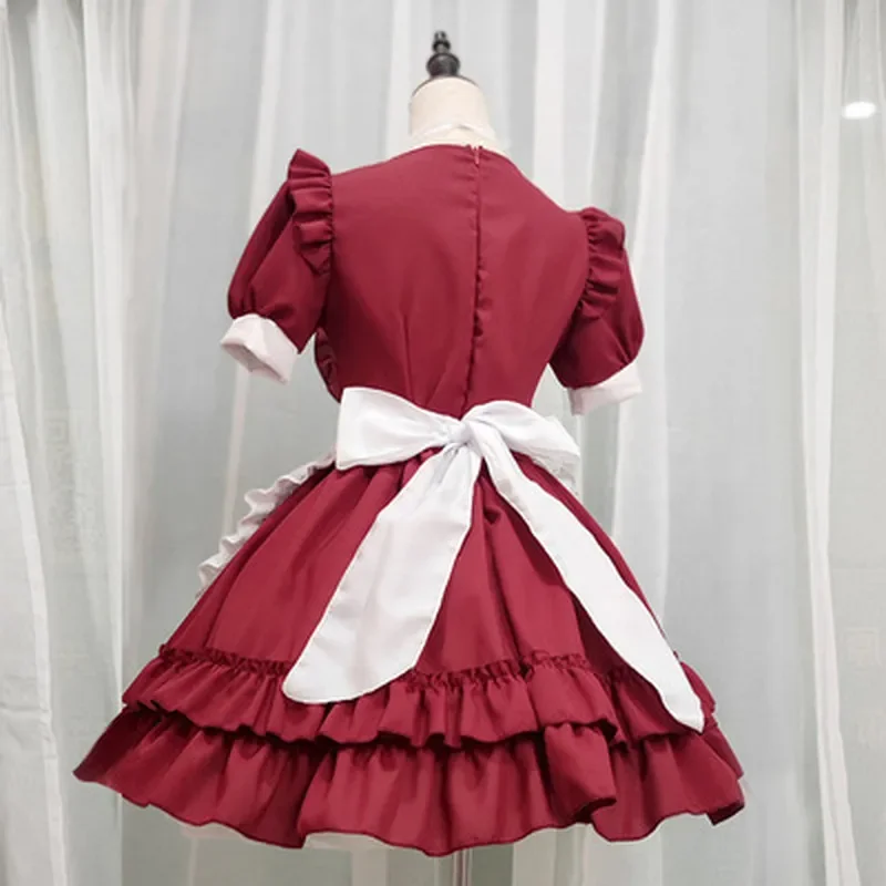 Sweet Lolita Maid Dress Japanese Kawaii Pink Cosplay Costume Detachable Apron 3D Bow Bustle Tiered Ruffles for Anime Conven lolita dress lolita cosplay costumes