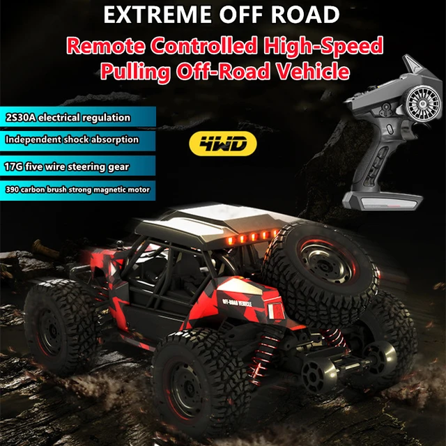 Carrinho de Controle Remoto Off Road 4WD RC Brushed Truck Elétrico 