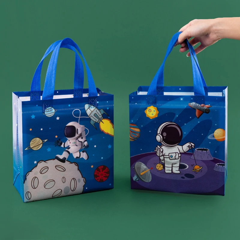StoBag 12pcs New Non-woven Gift Tote Bags Cartoon Kids Child Fabric Package Waterproof Storage Reusable Pouch Birthday Party 4