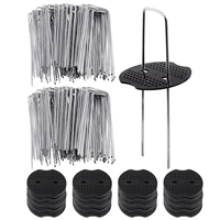 4/6 Inch Landscape Staples 11 Gauge Garden Staples, Galvanized Yard Lawn Stakes U-Shaped Pins Ground Anchors With 50 Gaskets 1