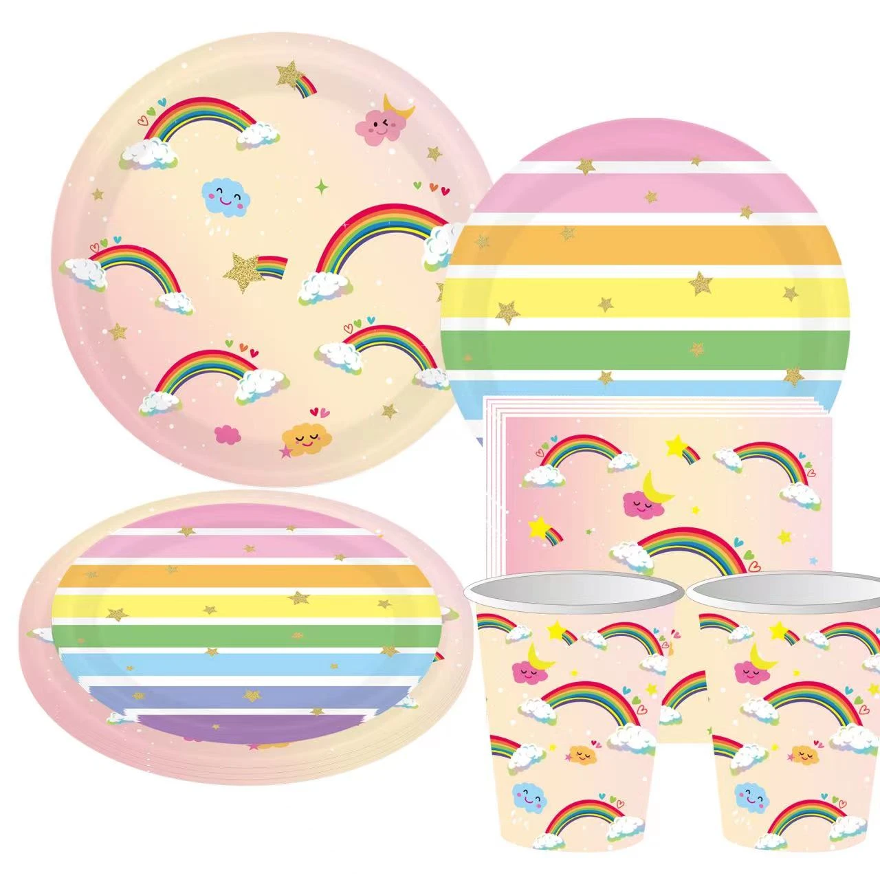 Rainbow Decoration Birthday Party Decor Kids Rainbow Disposable