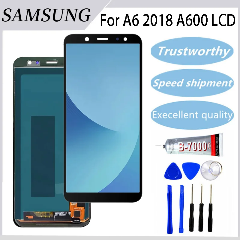 100% протестированный 5,6 дюймовый ЖК-дисплей для SAMSUNG Galaxy A6 2018 A600, сенсорный экран, дигитайзер в сборе, A600F A600FN SM-A600FN/DS LCD