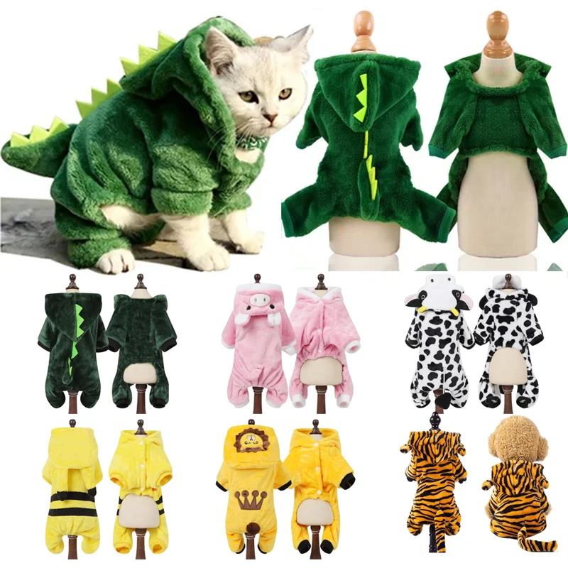 Thickened Warm Dog Clothes Pet Clothes for Small Medium Dogs Chihuahua Teddy Puppy Cat Dinosaur Outfit Pet Dog Hoodies pet clothes