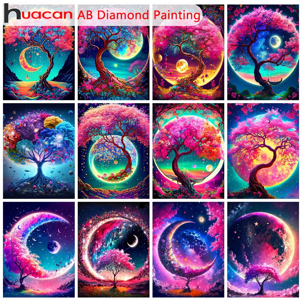 Huacan Ab 5d Diamond Painting New Book Tree Home Decor Embroidery Mosaic  Fantasy Landscape Crystal Picture - Diamond Painting Cross Stitch -  AliExpress