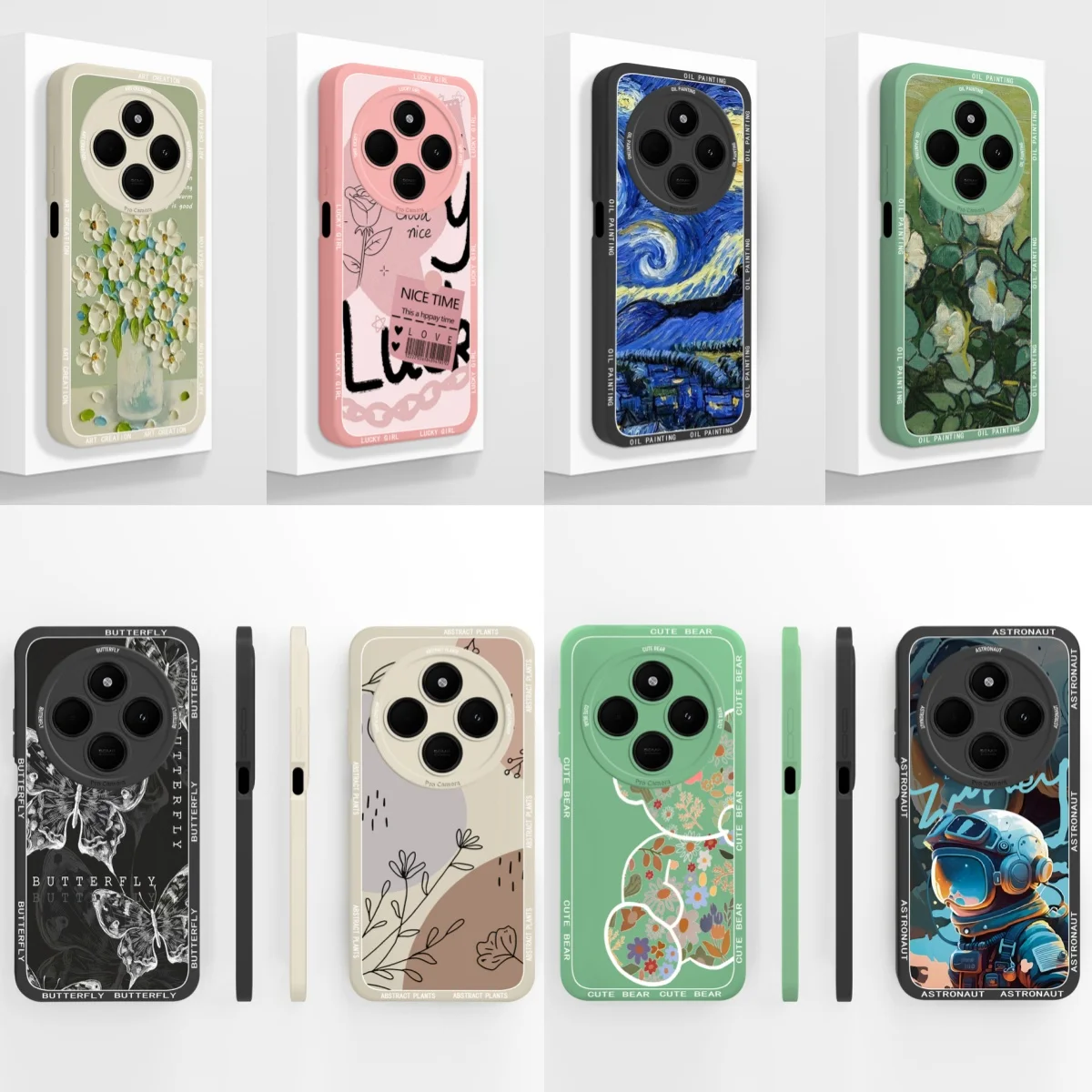Oil Painting Phone Case with Soft Liquid Silicone Bumper and Camera Protection